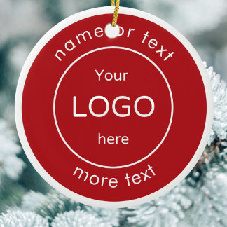 Add your logo red Business Christmas Ornament