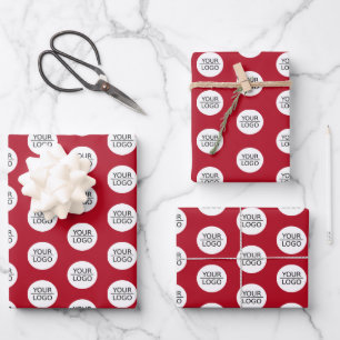 Add your Logo Red Pattern Company Promotion Wrapping Paper Sheet