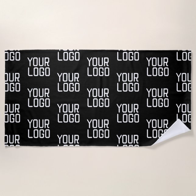 Add Your Logo Repeating Pattern Editable Template Beach Towel (Front)