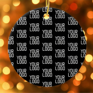 Add Your Logo Repeating Pattern Editable Template Ceramic Tree Decoration