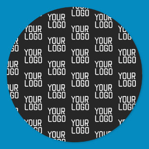 Add Your Logo Repeating Pattern Editable Template Classic Round Sticker