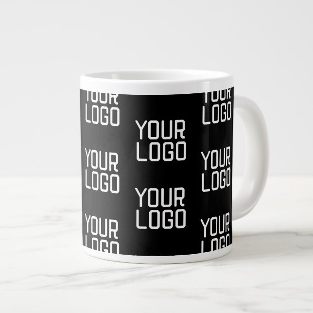 Add Your Logo Repeating Pattern Editable Template Large Coffee Mug (Front Right)