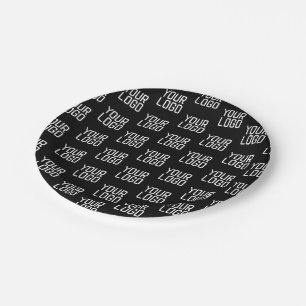 Add Your Logo Repeating Pattern Editable Template Paper Plate
