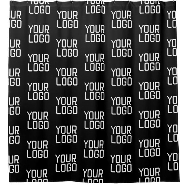 Add Your Logo Repeating Pattern Editable Template Shower Curtain (Front)