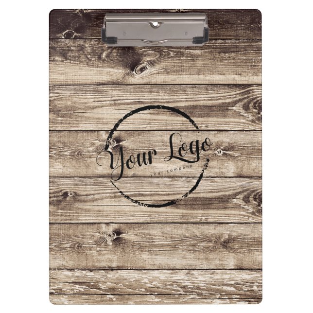 Add your logo rustic barn wood  clipboard (Front)