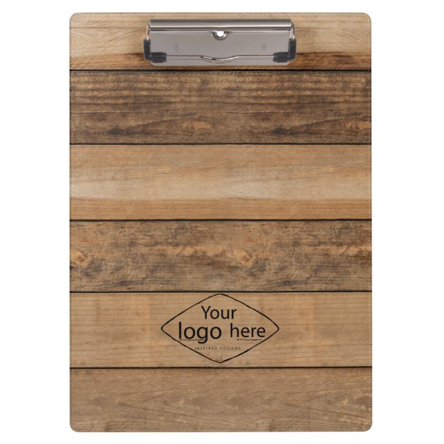 Add your logo rustic barn wood  clipboard (Front)
