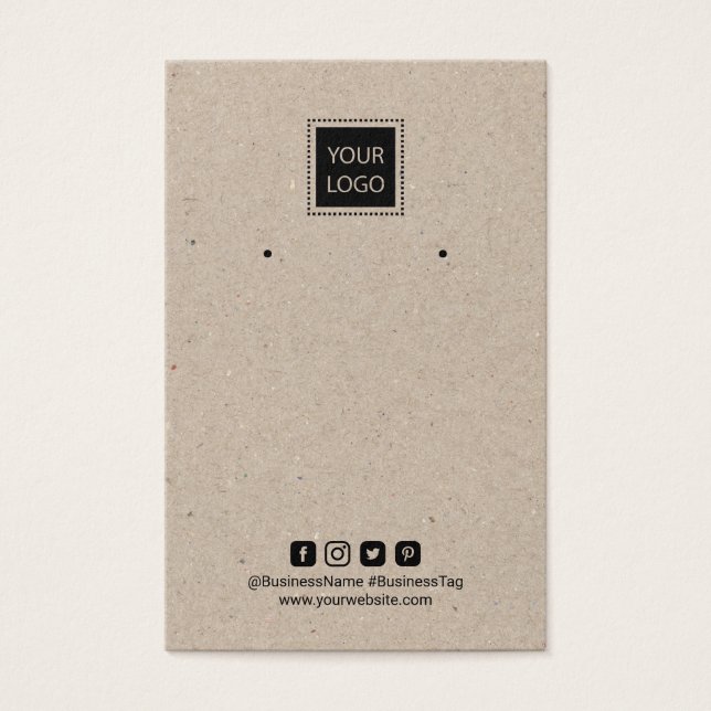 Add Your Logo Rustic Kraft Earring Display (Front)