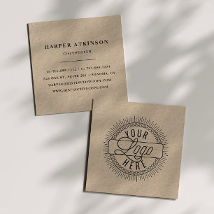 Add Your Logo   Rustic Kraft Square Business Card