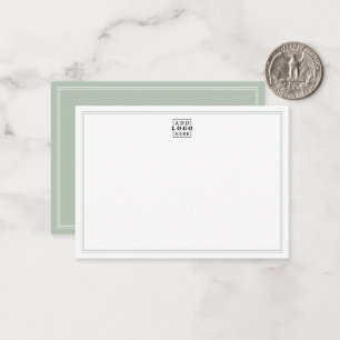 Add Your Logo Sage Green Double Border Business Card