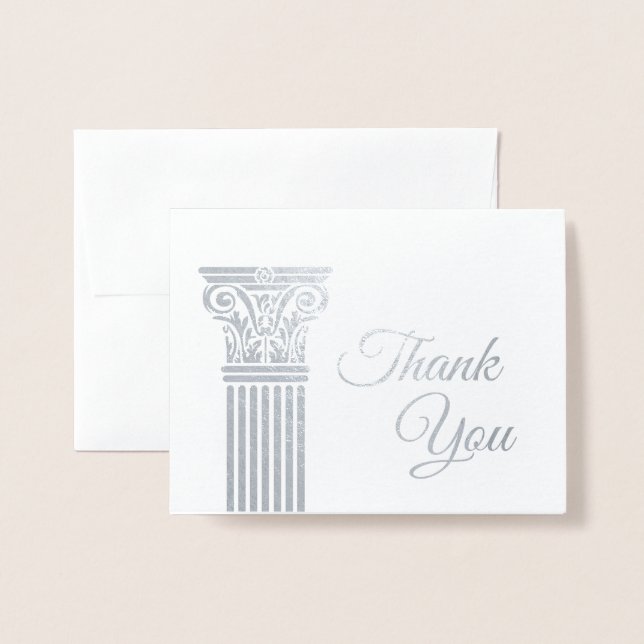 Add Your Logo Silver Foil Thank You Cards | Pillar (Front With Envelope)
