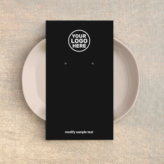 Add Your Logo Simple Black Earring Display Card (Creator Uploaded)