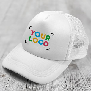 Add Your Logo Simple Business Promotional White Trucker Hat