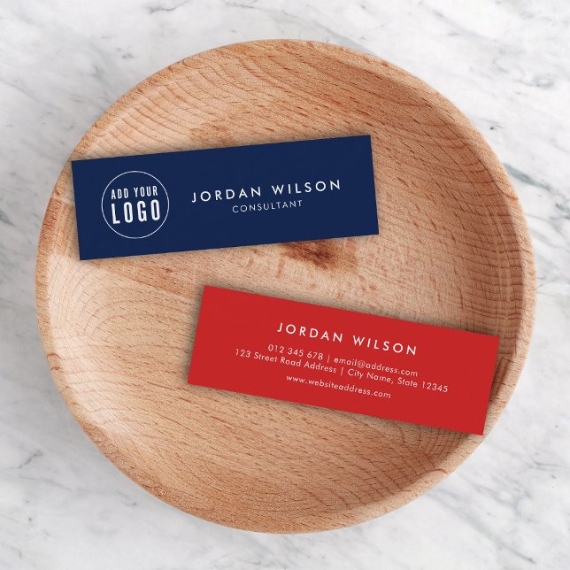 Add Your Logo Simple Minimalist Editable Colour Mini Business Card (Creator Uploaded)