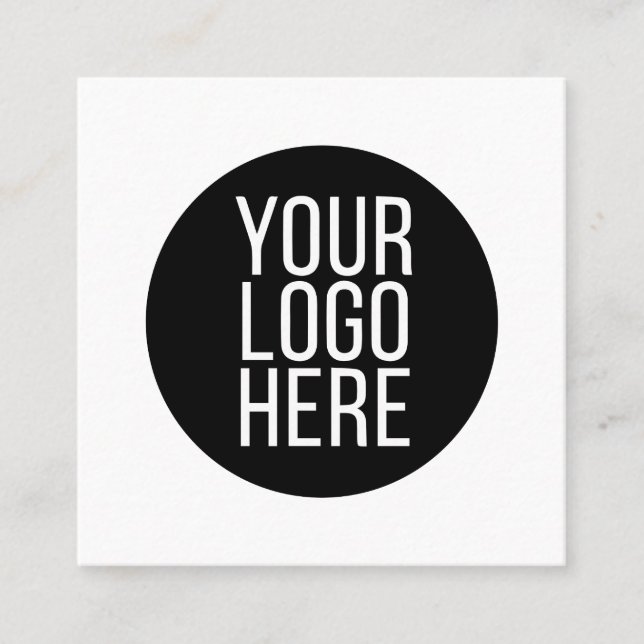 Add Your Logo Simple Minimalist Editable Colour Square Business Card (Front)