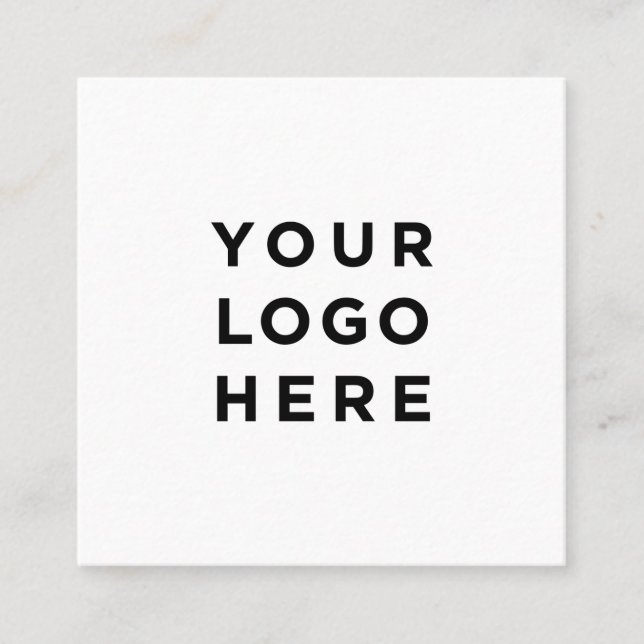 Add Your Logo Simple Minimalist Editable Colour Square Business Card (Front)