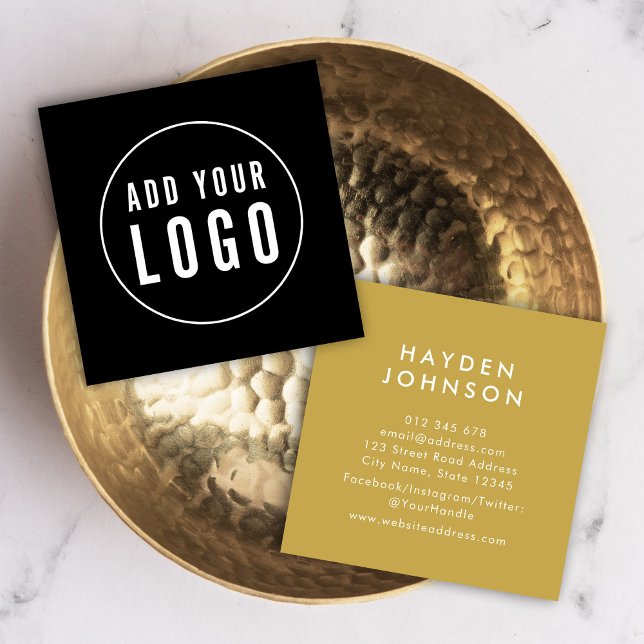 Add Your Logo Simple Modern Editable Colour Square Business Card (Creator Uploaded)