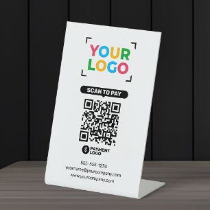 Add Your Logo Simple Scan To Pay QR Code Pedestal Sign