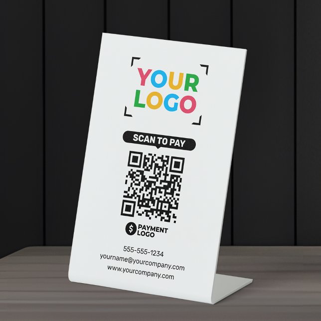 Add Your Logo Simple Scan To Pay QR Code Pedestal Sign (Creator Uploaded)