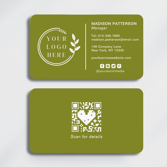 Add Your Logo Social Media QR Code Corporate Business Card (Creator Uploaded)