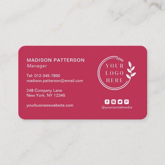 Add Your Logo Social Media QR Code Corporate Business Card (Front)