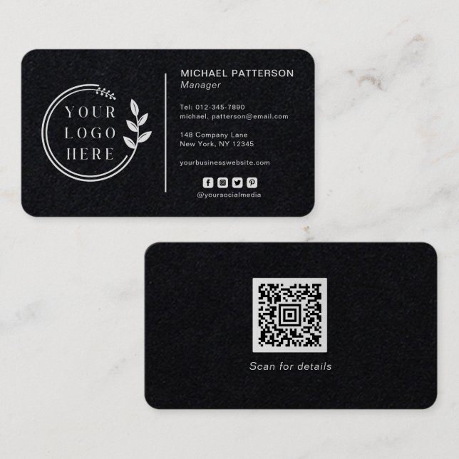 Add Your Logo Social Media QR Code Corporate Business Card (Front/Back)