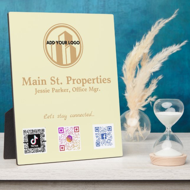 Add Your Logo Social Media Scan Codes Plaque (Side)
