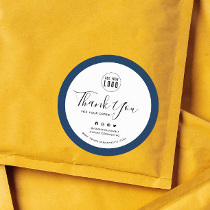 Add Your Logo Social Media Thank You Custom Border Classic Round Sticker