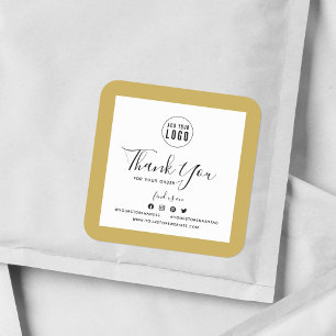 Add Your Logo Social Media Thank You Custom Border Square Sticker