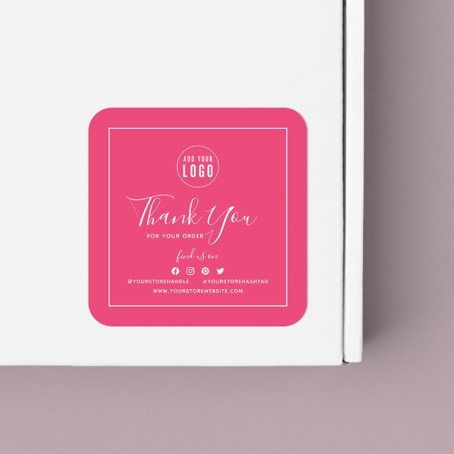 Add Your Logo Social Media Thank You Custom Colour Square Sticker (Creator Uploaded)