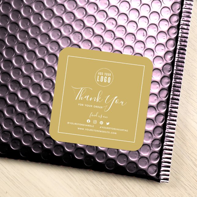 Add Your Logo Social Media Thank You Custom Colour Square Sticker (Creator Uploaded)