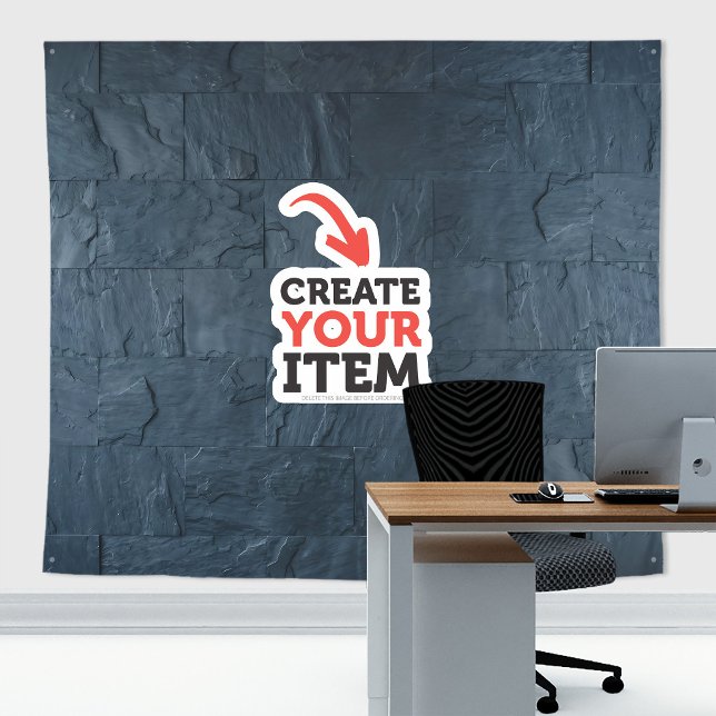Add your logo Stone Slates Zoom Backdrop Blue Tapestry (Stone slates tapestry decor: add your logo or use it without logo. Add texts with the Editor Tool!)