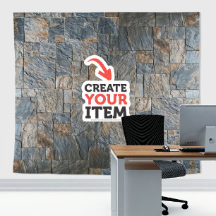 Add your logo Stone Slates Zoom Backdrop Grey Rust Tapestry