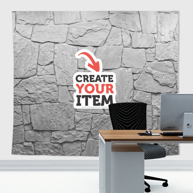 Add your logo Stone Slates Zoom Backdrop LightGray Tapestry (Stone slates tapestry decor: add your logo or use it without logo. Add texts with the Editor Tool!)