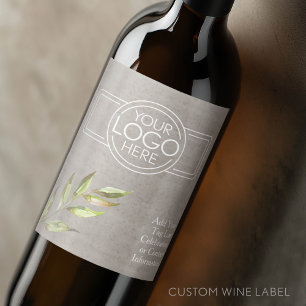 Add Your Logo Tag Line Modern - Watercolor Branch Wine Label