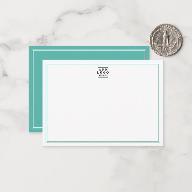 Add Your Logo Teal Double Border Business Card (Front/Back In Situ)