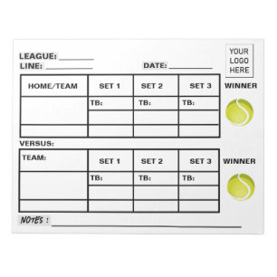 Add Your Logo Tennis Score Pad Tennis Score Sheets