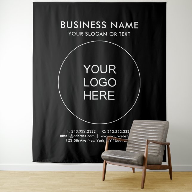 Add Your Logo Text Extra Large Black Backdrop  Tapestry (In Situ)