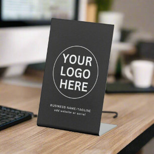 Add Your Logo & Text Here l Black & White Promo Pedestal Sign