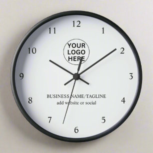 Add Your Logo & Text Here l Promotional White Clock