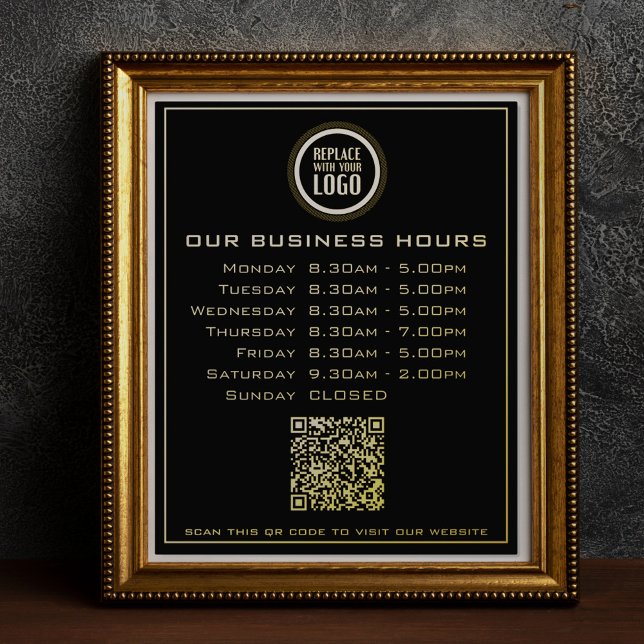  Add Your Logo Text QR Code Business Opening Hours Foil Prints (Creator Uploaded)