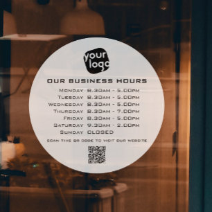 Add Your Logo Text QR Code Business Opening Hours Window Cling