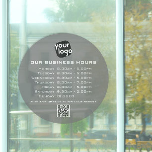  Add Your Logo Text QR Code Business Opening Hours Window Cling