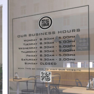 Add Your Logo Text QR Code Business Opening Hours Window Cling