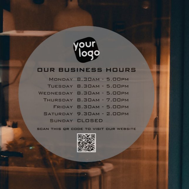  Add Your Logo Text QR Code Business Opening Hours Window Cling (Creator Uploaded)