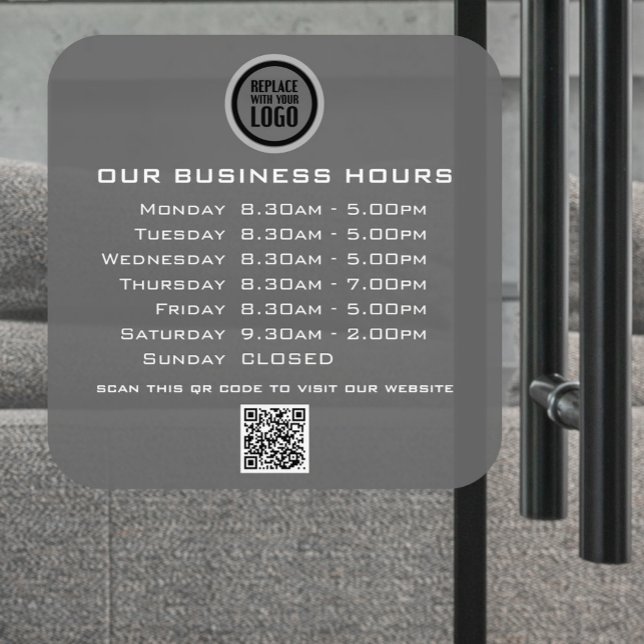  Add Your Logo Text QR Code Business Opening Hours Window Cling (Creator Uploaded)