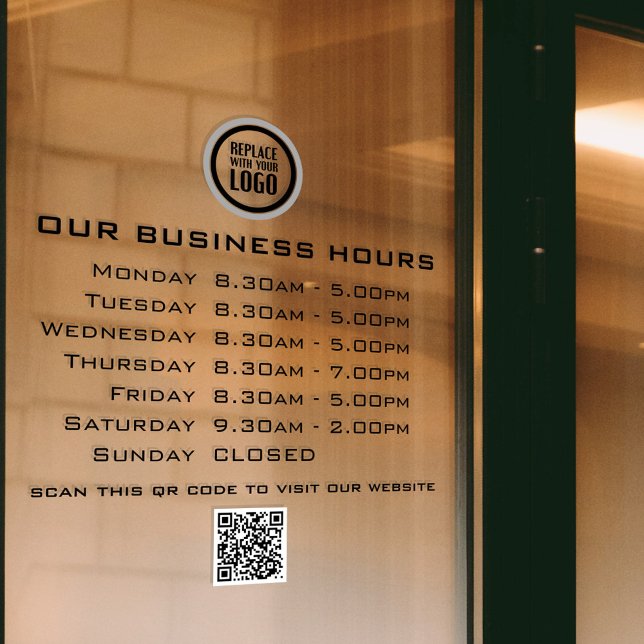  Add Your Logo Text QR Code Business Opening Hours Window Cling (Creator Uploaded)