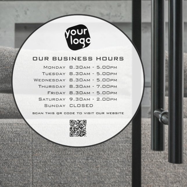  Add Your Logo Text QR Code Business Opening Hours Window Cling (Creator Uploaded)