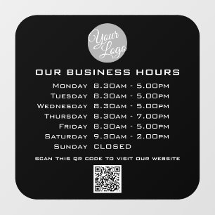 Add Your Logo Text QR Code Business Opening Hours Window Cling