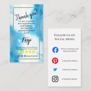 ADD YOUR LOGO thank you order insert blue water