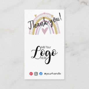 ADD YOUR LOGO thank you order insert card rainbow